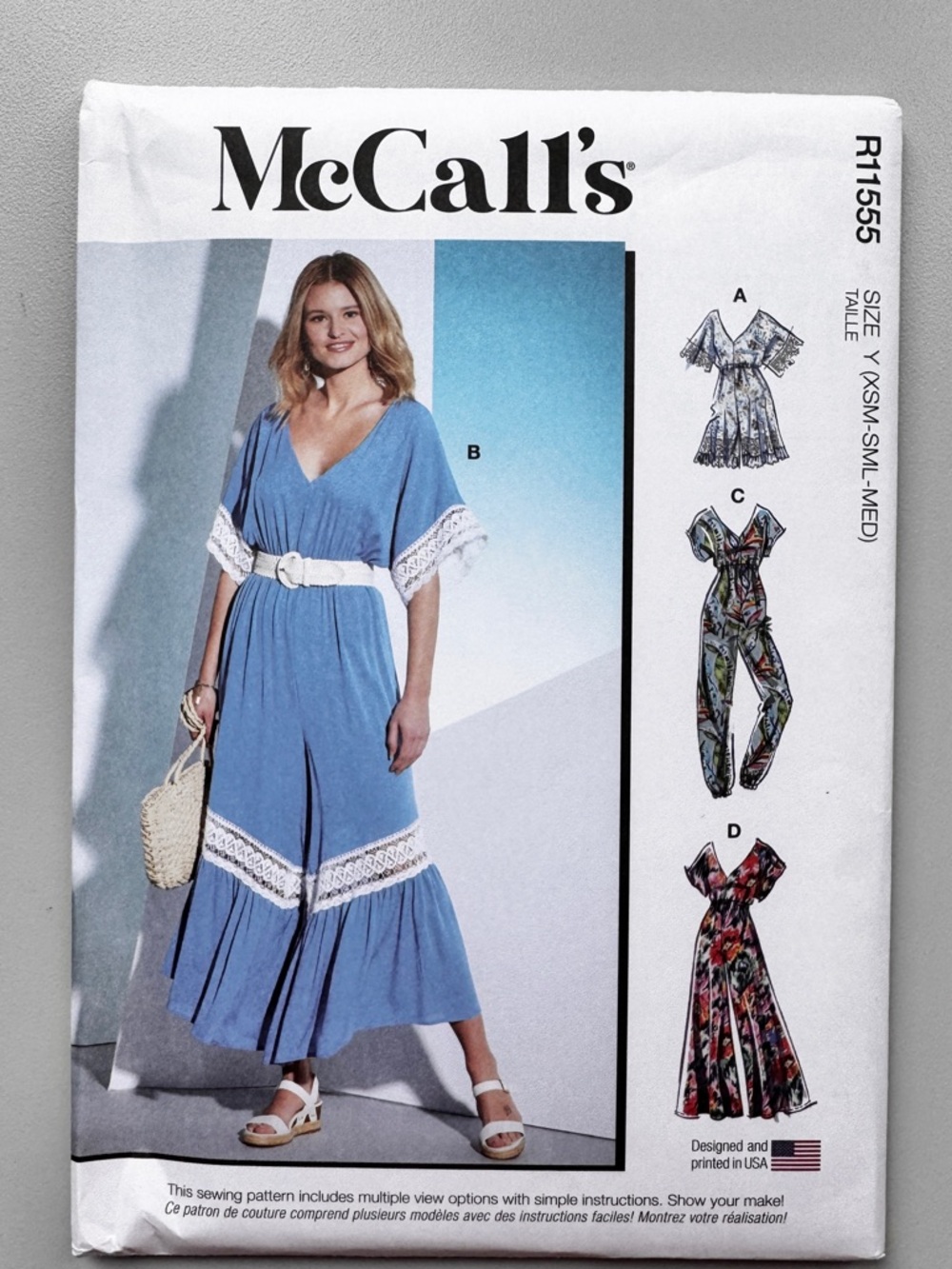 McCall’s sewing pattern for romper and jumpsuit